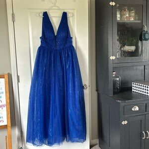 Blue Sequin Prom Dress